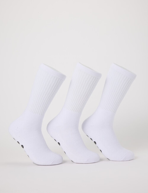 Gym Equipment Grip Crew Socks, 3-Pack, White product photo