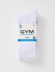 Gym Equipment Grip Crew Socks, 3-Pack, White product photo View 02 S