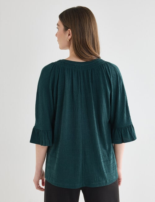 Whistle V-Neck Textured Knit Tee, Atlantic product photo View 02 L