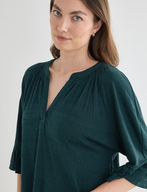 Whistle V-Neck Textured Knit Tee, Atlantic product photo View 04 L