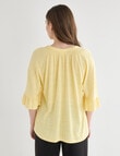 Whistle V-Neck Textured Knit Tee, Lemon product photo View 02 S
