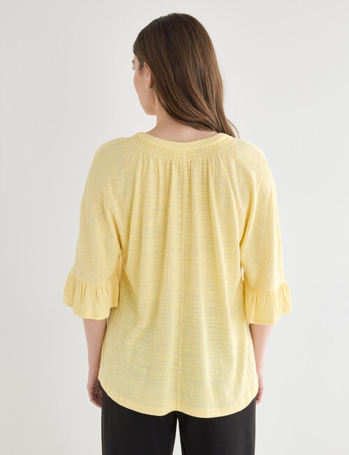 Whistle V-Neck Textured Knit Tee, Lemon product photo View 02 L