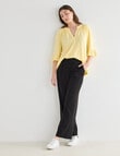 Whistle V-Neck Textured Knit Tee, Lemon product photo View 03 S