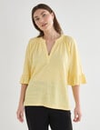 Whistle V-Neck Textured Knit Tee, Lemon product photo View 05 S