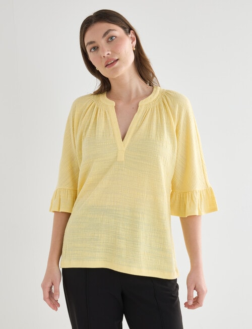 Whistle V-Neck Textured Knit Tee, Lemon product photo View 05 L