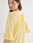 Whistle V-Neck Textured Knit Tee, Lemon product photo View 06 S