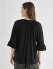 Whistle V-Neck Textured Knit Tee, Black product photo View 02 S