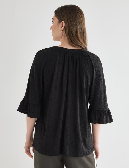 Whistle V-Neck Textured Knit Tee, Black product photo View 02 L