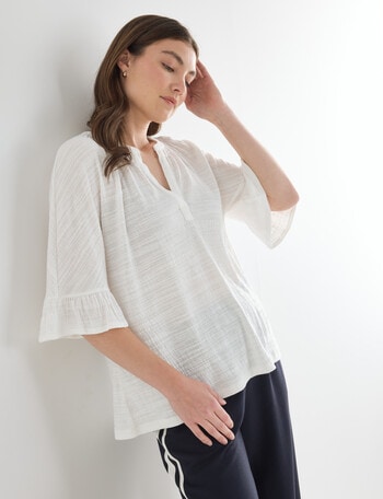 Whistle V-Neck Textured Knit Tee, Ivory product photo
