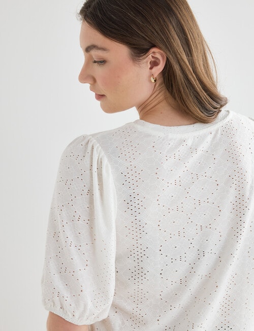 Whistle Broderie Knit Tee, Ivory product photo View 05 L