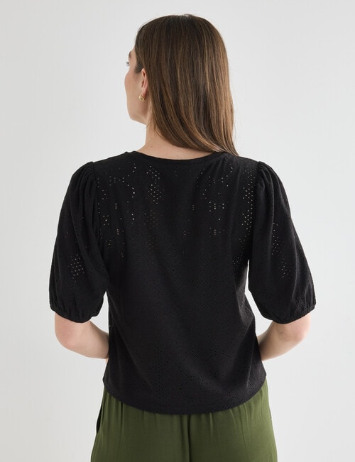 Whistle Broderie Knit Tee, Black product photo View 02 L