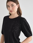 Whistle Broderie Knit Tee, Black product photo View 05 S