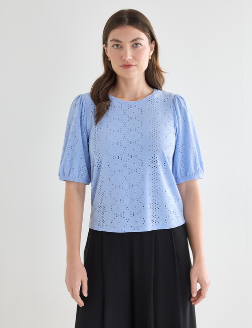 Whistle Broderie Knit Tee, Heather product photo