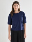 Whistle Broderie Knit Tee, Navy product photo