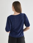 Whistle Broderie Knit Tee, Navy product photo View 02 S