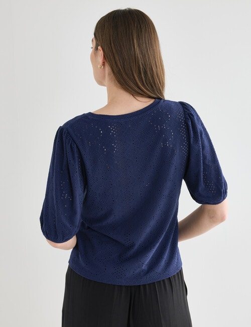 Whistle Broderie Knit Tee, Navy product photo View 02 L