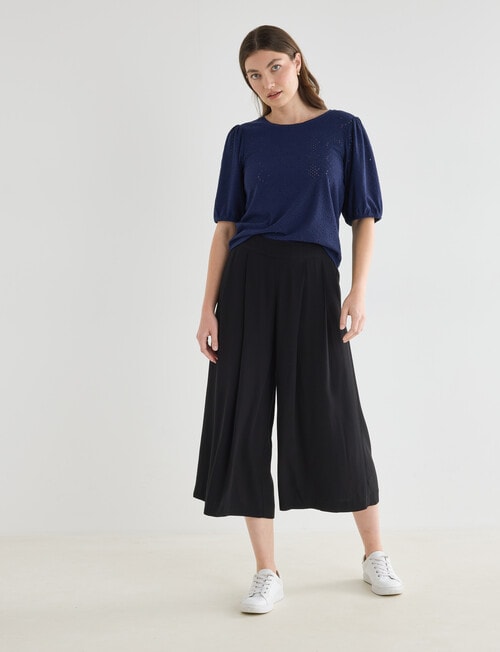 Whistle Broderie Knit Tee, Navy product photo View 03 L