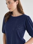Whistle Broderie Knit Tee, Navy product photo View 04 S