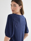 Whistle Broderie Knit Tee, Navy product photo View 05 S