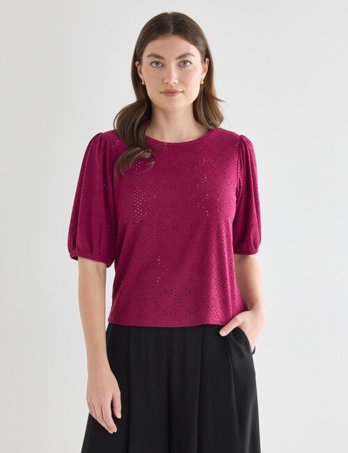 Whistle Broderie Knit Tee, Orchid product photo