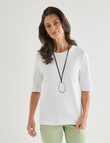 Ella J Classic Elbow Sleeve Tee, White product photo