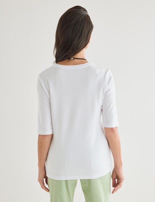 Ella J Classic Elbow Sleeve Tee, White product photo View 02 L