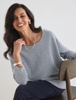 Ella J Batwing Stripe Top, Navy & White product photo