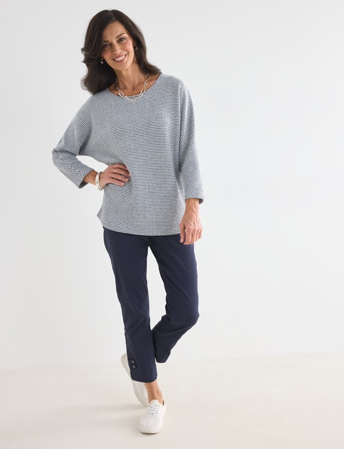 Ella J Batwing Stripe Top, Navy & White product photo View 03 L