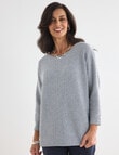 Ella J Batwing Stripe Top, Navy & White product photo View 05 S