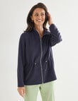 Ella J Zip Through Knit Sweatshirt, Navy product photo