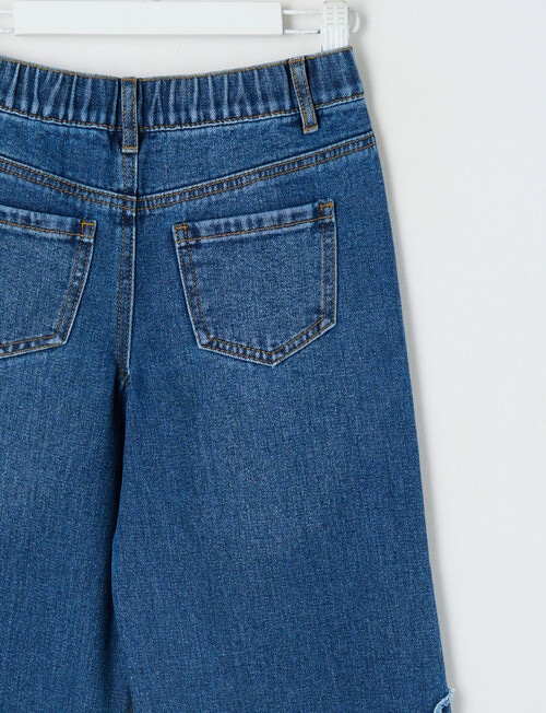 Mac & Ellie Bow Applique Wide Leg Jean, Mid Blue product photo View 02 L