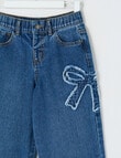 Mac & Ellie Bow Applique Wide Leg Jean, Mid Blue product photo View 03 S