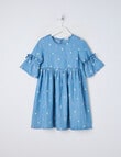 Mac & Ellie Shortsleeve Embroidered Daisy Dress, Chambray product photo