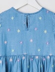 Mac & Ellie Shortsleeve Embroidered Daisy Dress, Chambray product photo View 03 S