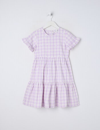 Mac & Ellie Gingham Daisy Tiered Dress, Lilac product photo