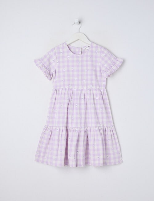 Mac & Ellie Gingham Daisy Tiered Dress, Lilac product photo
