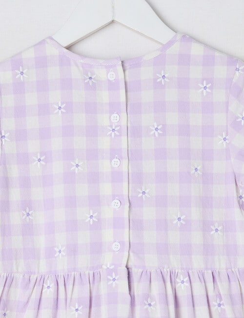 Mac & Ellie Gingham Daisy Tiered Dress, Lilac product photo View 03 L