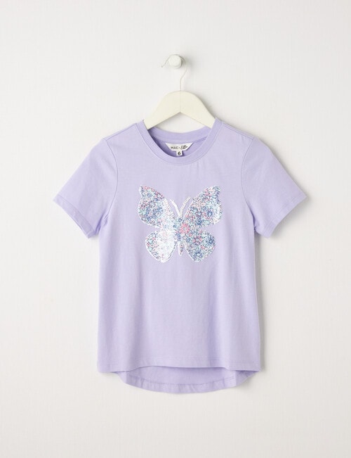 Mac & Ellie Flip Sequin Butterfly Short Sleeve Tee, Lilac product photo View 04 L