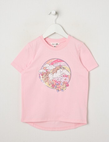 Mac & Ellie Sequin Unicorn Short Sleeve Tee, Light Pink product photo