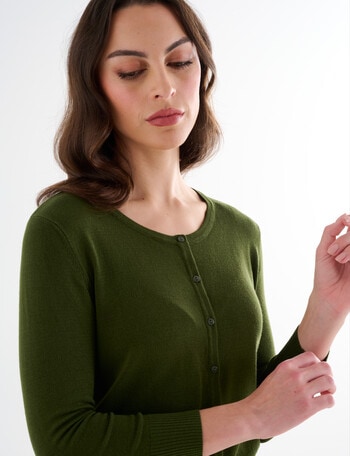 Oliver Black Crew Neck Cardigan, Olive product photo