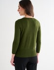 Oliver Black Crew Neck Cardigan, Olive product photo View 02 S