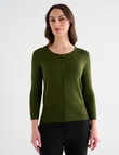 Oliver Black Crew Neck Cardigan, Olive product photo View 04 S