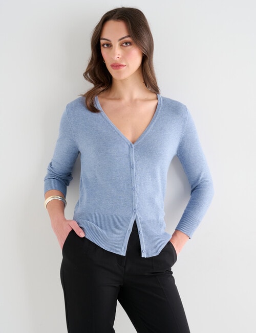 Oliver Black V-neck Cardigan, Soft Blue Marle product photo
