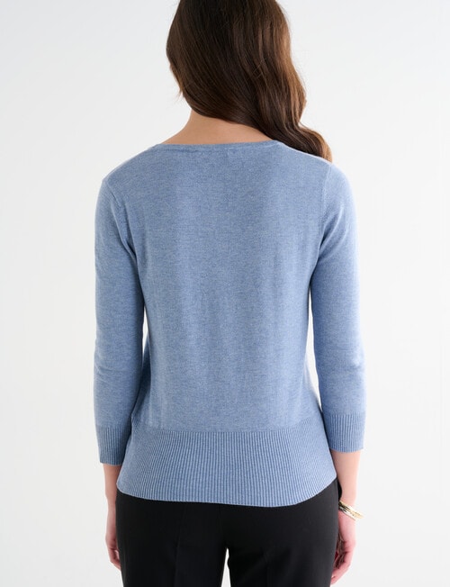 Oliver Black V-neck Cardigan, Soft Blue Marle product photo View 02 L