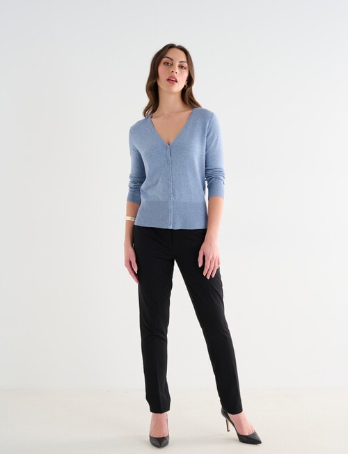 Oliver Black V-neck Cardigan, Soft Blue Marle product photo View 03 L