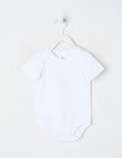 Teeny Weeny Rib Fashion Essentials Short-sleeve Bodysuit, White product photo
