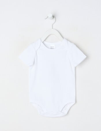 Teeny Weeny Rib Fashion Essentials Short-sleeve Bodysuit, White product photo