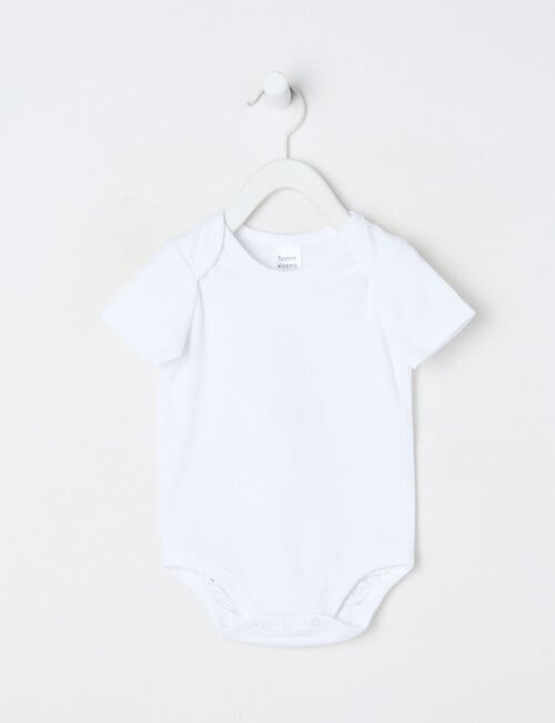 Teeny Weeny Rib Fashion Essentials Short-sleeve Bodysuit, White product photo