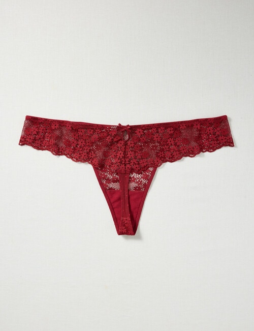 Lyric Marlene Lace G-String Brief, Cherry Red product photo View 02 L