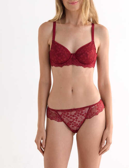 Lyric Marlene Lace G-String Brief, Cherry Red product photo View 03 L